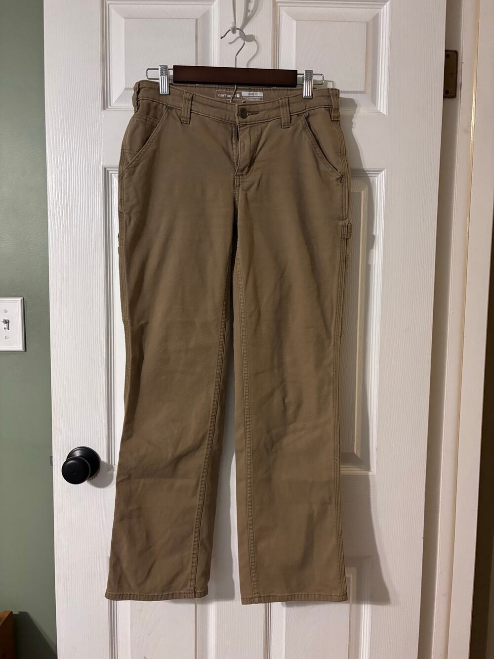 Carhartt Work Pants Women's Size 2 Short Rugged Flex Loose Fit Canvas Tan